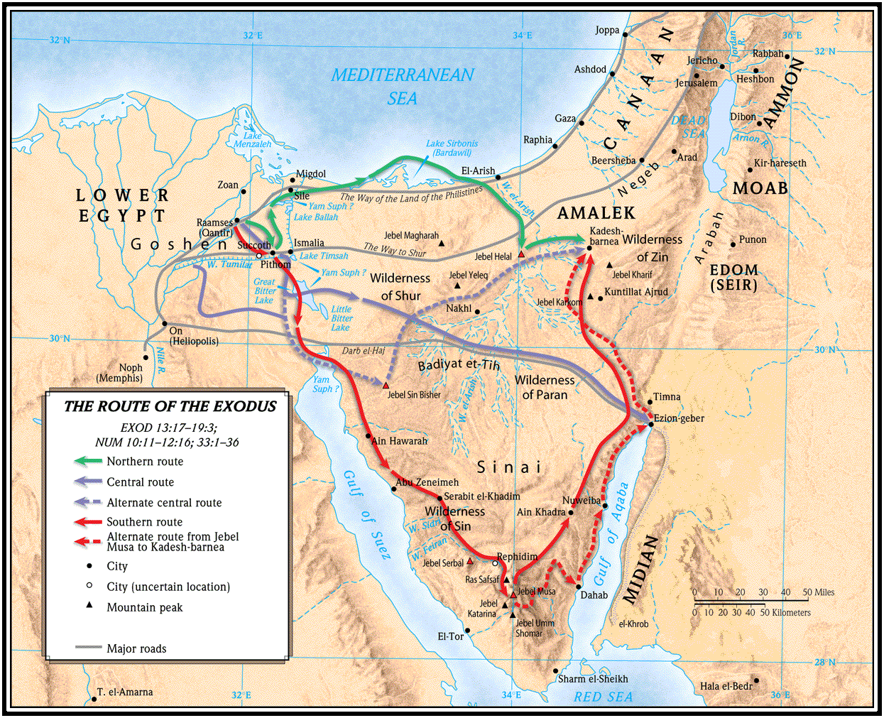 The wrong map of the Exodus and the wandering in the desert