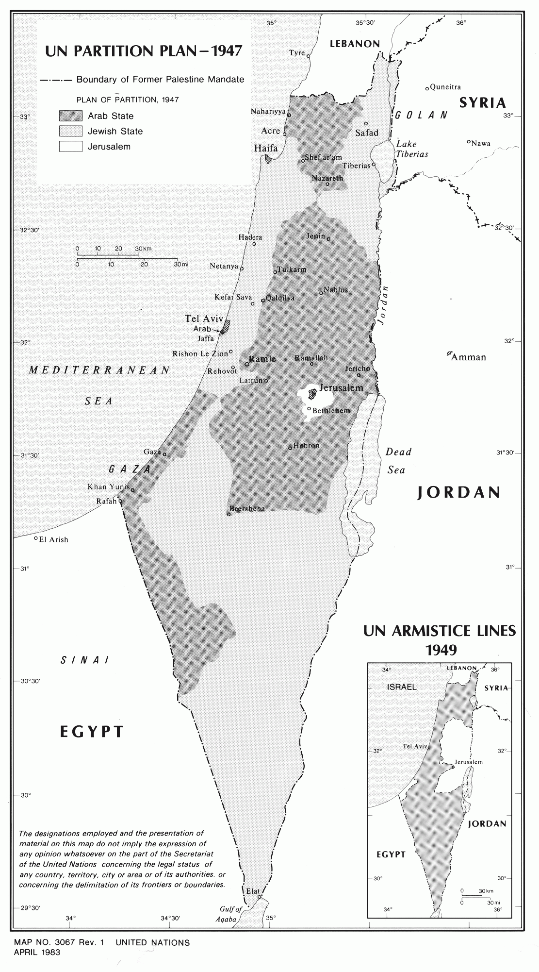 United Nations partition plan of 1947 - Map - Question of Palestine