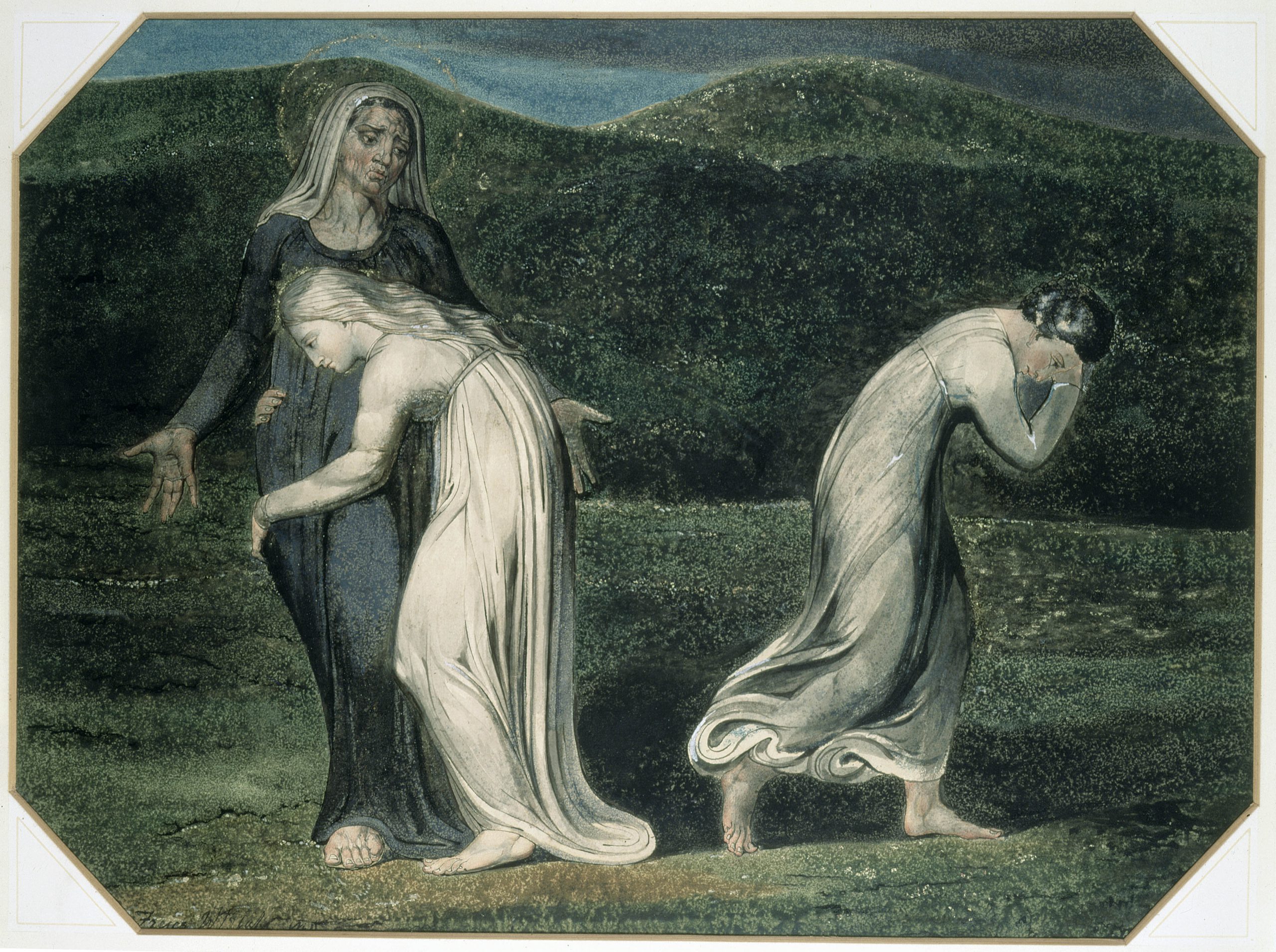 Naomi Entreating Ruth and Orpah to Return to the Land of Moab, William Blake, 1795.
